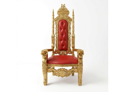 Un grand design d'une superbe chaise rouge avec des détails incroyables sur chaque élément décoratif de style baroque