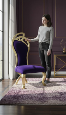 Trône chaises Fauteuil Royal Velours Chesterfield 1 place Style antique