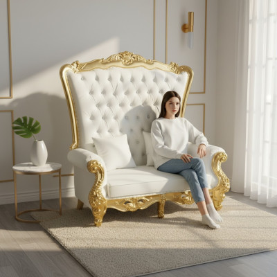 Canapé royal Chesterfield en velours style antique à deux places