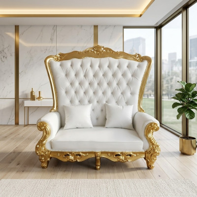 Canapé royal Chesterfield en velours style antique à deux places
