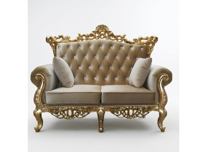 Canapé Chesterfield à deux places avec un siège Royal en velours capitonné et de style ancien.