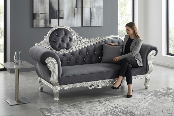 Fauteuil royal à dossier Royal Chesterfield en velours 2 places style antique