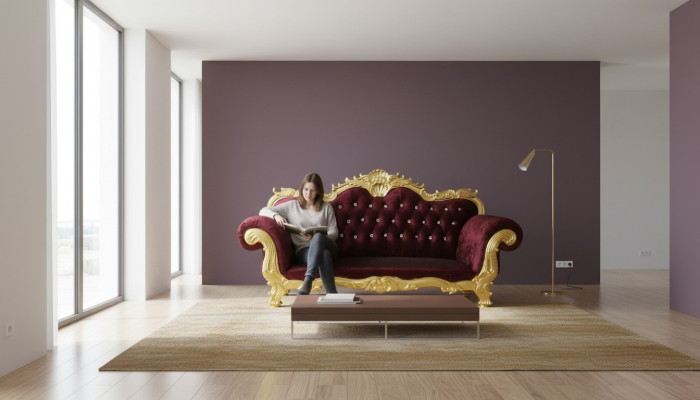 Canapé Royal Chesterfield du trône rembourrage velours 3 places style antique Sofas neufs