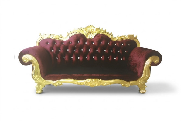 Canapé Royal Chesterfield du trône rembourrage velours 3 places style antique Sofas neufs
