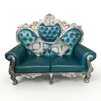 Canapé trône Royal Rembourrage Chesterfield Velours Deux places Style ancien Canapés neufs