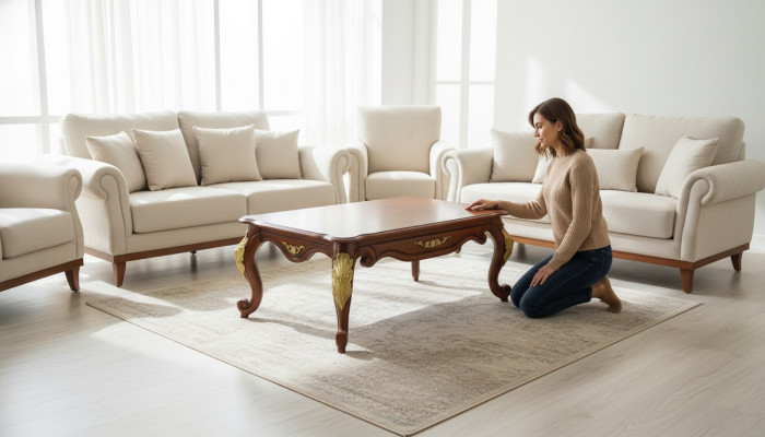 Baroque Rococo Table Basse de Café de Luxe en Bois Table de Canapé d'Appoint de Canapé