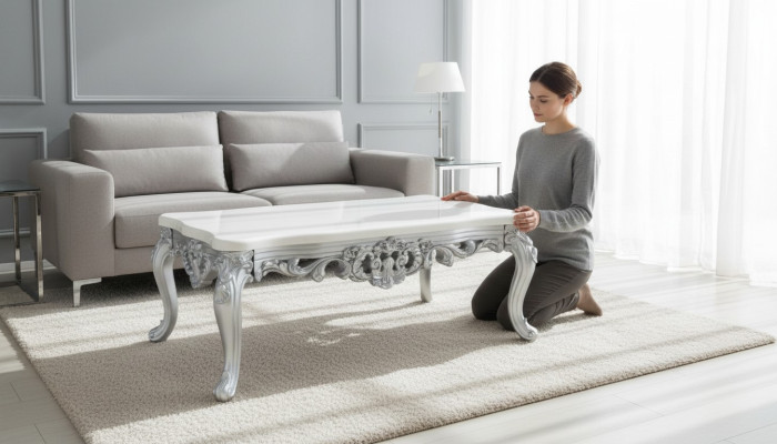 Barock Rokoko Kaffeetisch Holztisch Seite Sofa Couch Tische Marmor