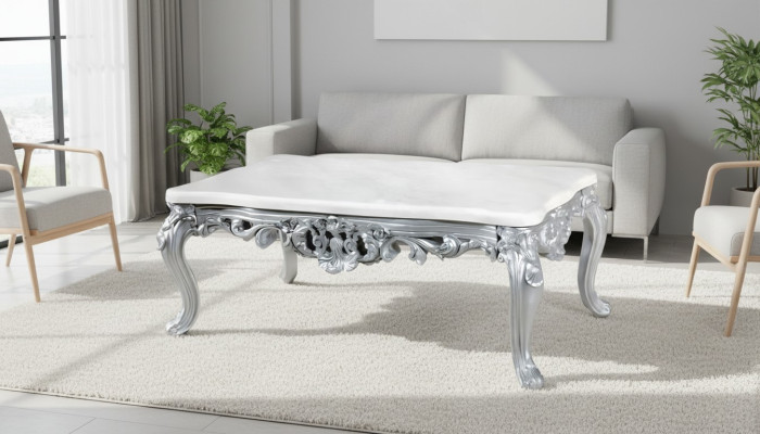 Barock Rokoko Kaffeetisch Holztisch Seite Sofa Couch Tische Marmor
