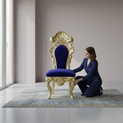 Chaise trône Fauteuil Salle à manger Designer Bois Style antique Baroque Rococo Chaises