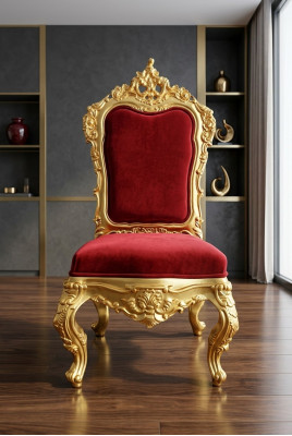 Chaise Trône Fauteuil Ensemble Salle à manger Designer Bois Style antique Rococo Baroque