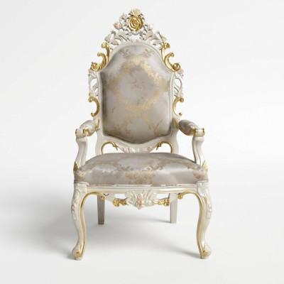 Chaise Trône Fauteuil Ensemble Salle à manger Bois Designer Style antique Baroque Rococo
