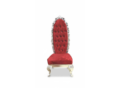 Fauteuil de trône rouge avec siège tapissé royal, style ancien, design Chesterfield