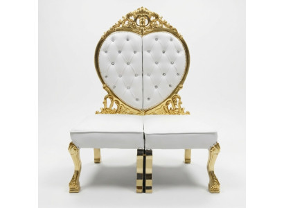 Chesterfield Fauteuil Trône Royal en Velours de Style Antique avec coeur d'amour