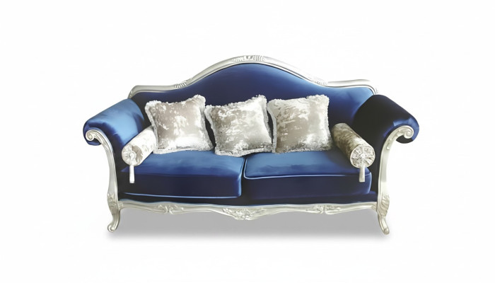 Canapé royal à deux places en velours rembourré dans le style antique Chesterfield