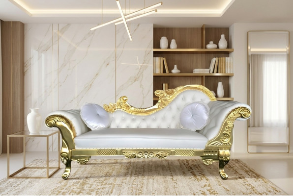 Élégant chaise longue Chesterfield style antique chaise longue canapé long neuf