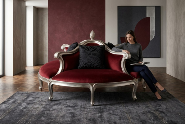 Canapé rond Rembourrage de canapé Rembourrage Chesterfield Velours 4 places Style ancien