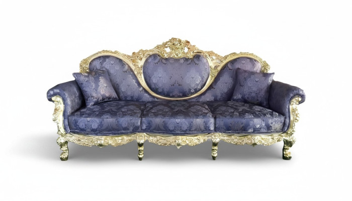 Canapé de trône Reine Revêtement Velours 3 places Style antique Fauteuil Salon Chesterfield