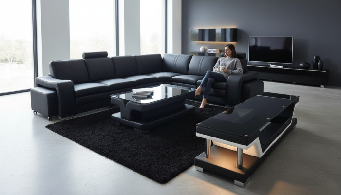 Canapé en cuir Canapé Modulable Coin Suite Canapé Design en L en A1109B Canapés Canapés