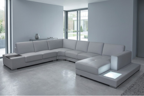 Canapé en cuir Sofa Paysage vivant Canapé d'angle Suite Design Canapé moderne en forme de U A1110