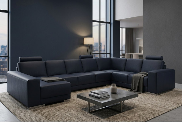 Canapé en cuir Canapé Paysage vivant Canapé d'angle Suite Design Canapé moderne en forme de U
