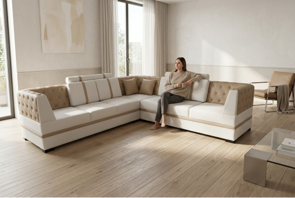 Canapé en cuir canapé paysage d'angle moderne de suite de coin de conception de sofa A1128