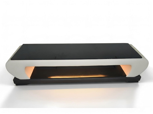 Meuble TV Buffet en Cuir Table de Designer Table en Verre TV Armoire Nouveau Moderne