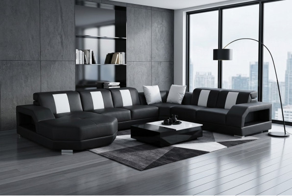Canapé en cuir Canapé Salon paysage Coin Suite Design Canapé Moderne