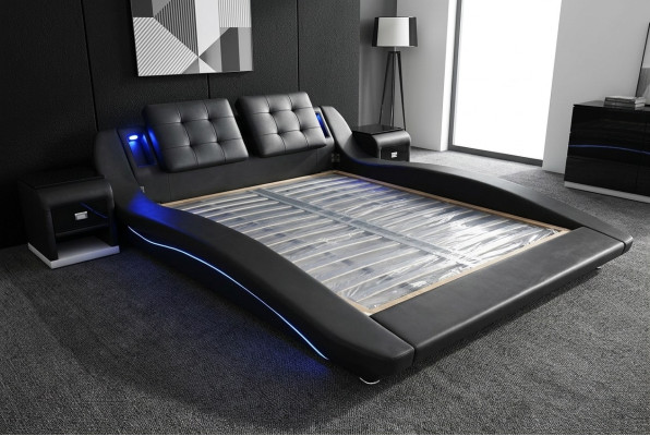 Luxe Cuir Design Tissu Lits Double Moderne Lit Mariage Exclusif 180x200 cm