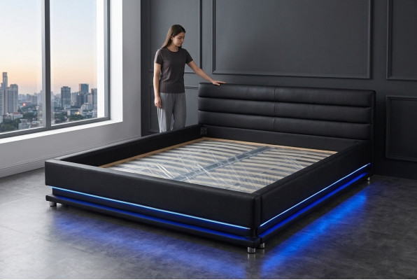 Design de luxe en cuir Lits rembourrés Lit double moderne 140/160/180/200