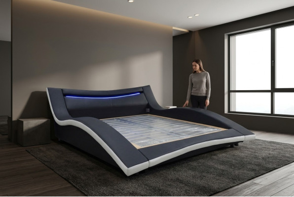 Luxe Conception en Cuir pour Lit Double d'Hôtel Rembourré, Lit Moderne de Mariage Cadre Neuf