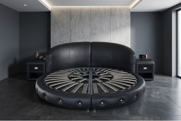 Lit rond en cuir de luxe design rembourré lits doubles Lit rond moderne