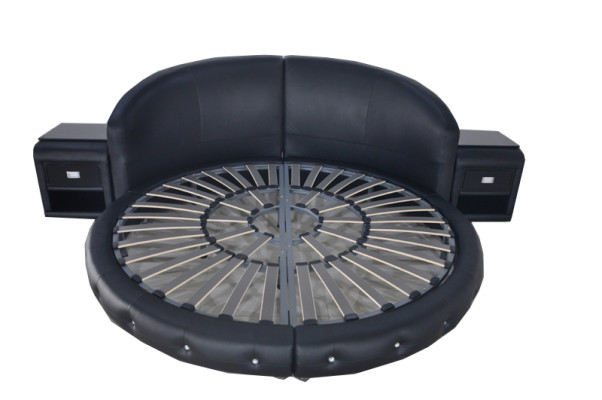 Lit rond en cuir de luxe design rembourré lits doubles Lit rond moderne
