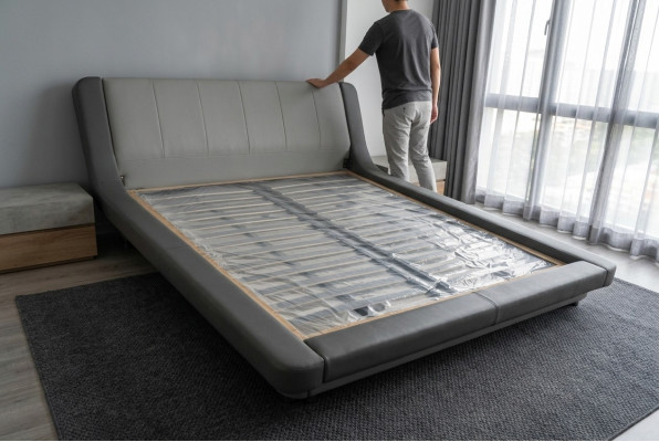 Lit en cuir design de luxe double rembourré Lits Hôtel moderne multifonction