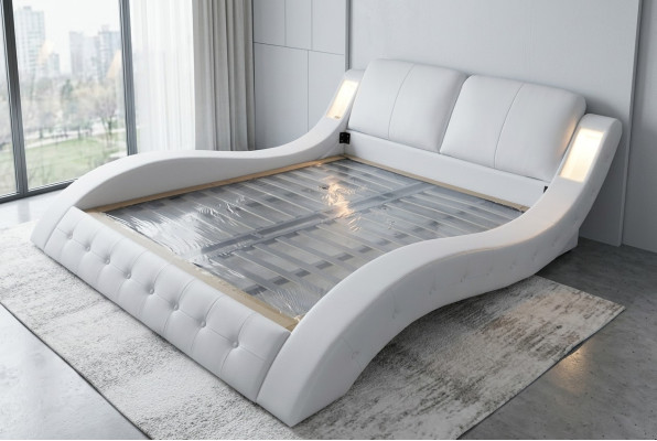 Design Luxe Literie Mariage Hôtel Lits Modernes en Cuir 140/160/180/200 LB8824