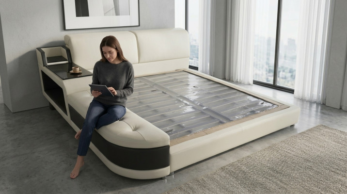 Conception Luxe Lit Rembourrage Mariage Moderne Lits d'Hôtel en Cuir 140/160/180/200