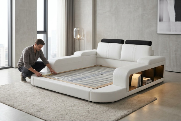 Design de luxe en cuir Lits Rembourrés Lit Double Moderne 140/160/180/200