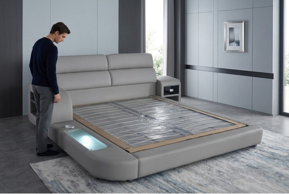 Design de luxueux en cuir Rembourrage Moderne Lits Doubles 140/160/180/200 Lit