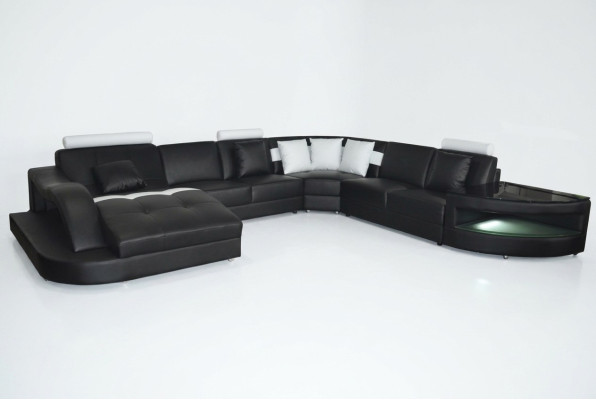 Canapés en cuir Salon Paysage d'angle Design de Suite Moderne en U-forme + Table