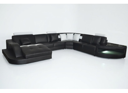Canapés en cuir Salon Paysage d'angle Design de Suite Moderne en U-forme + Table