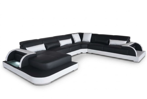 Canapé en cuir Canapé Paysage vivant Suite d'angle Design Canapés modernes Canapés en forme de U
