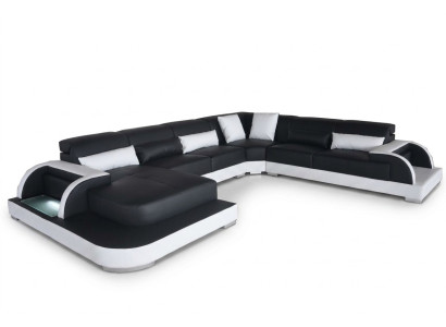 Canapé en cuir Canapé Paysage vivant Suite d'angle Design Canapés modernes Canapés en forme de U