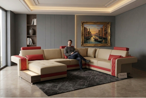 Canapé en cuir Canapé Canapé Canapé Canapé d'angle Suite design moderne Canapé décoratif