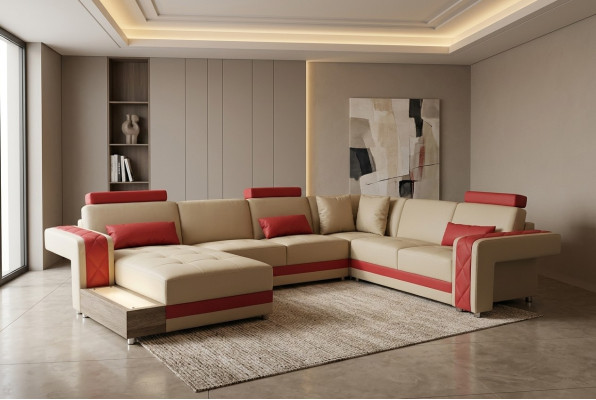 Canapé en cuir Canapé Canapé Canapé Canapé d'angle Suite design moderne Canapé décoratif