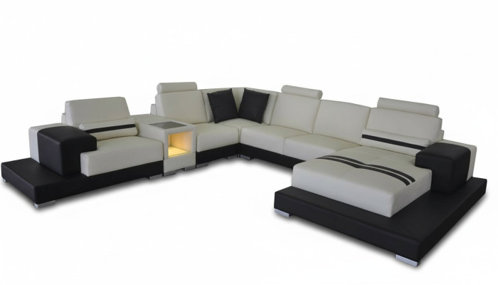 Canapé-lit en cuir Canapé Canapé en L living angle Suite de design Canapé moderne décoratif