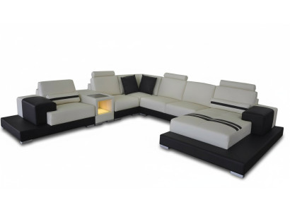 Canapé-lit en cuir Canapé Canapé en L living angle Suite de design Canapé moderne décoratif