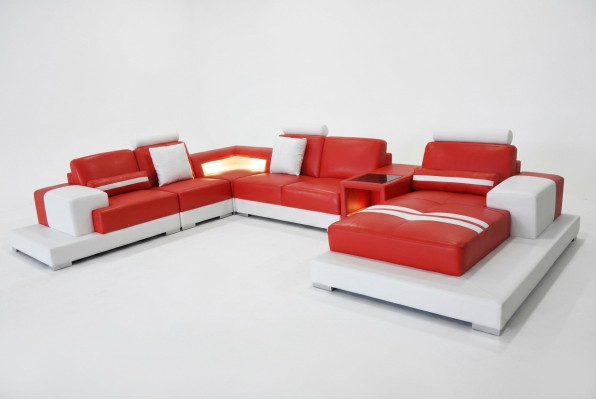 Canapé en cuir Canapé paysage de vie Suite d'angle Design décoratif Canapé moderne