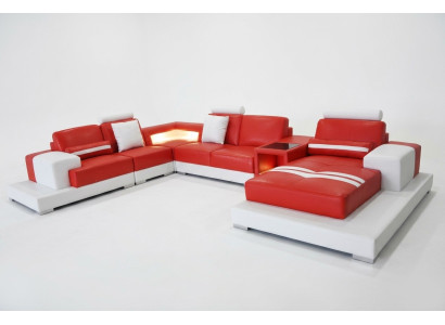 Canapé en cuir Canapé paysage de vie Suite d'angle Design décoratif Canapé moderne