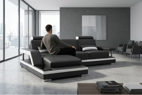 Canapé en cuir Ensemble de salon Coin Suite Design Canapé moderne en forme de L