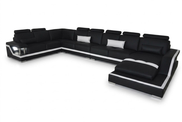 Canapé en cuir, salon, suite d'angle, design moderne, canapé en forme de U