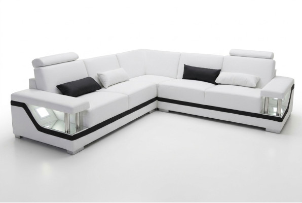 Canapé en cuir Canapé Paysage vivant Suite d'angle Design Moderne Canapé d'angle en L-forme L6002